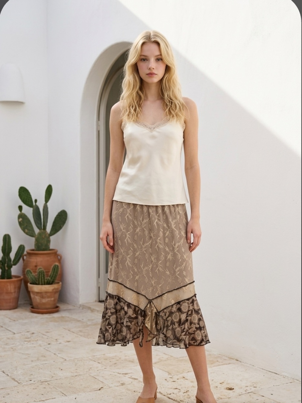 Spencer Alexis Long Skirt Floral Asian Mixed Media Witchy Tiered Fairycore M